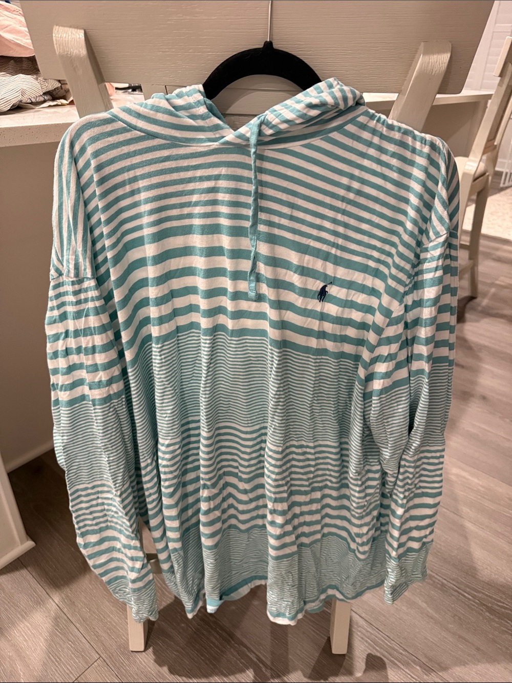 Polo by Ralph Lauren Striped Crewneck Hoodie - Light Teal & White